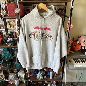 Vintage Looney Tunes Warner Bros 1999 Grey Oversized Hoodie Men’s Size L-XL